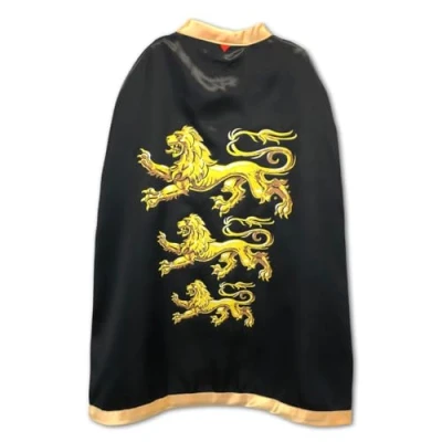 Afbeelding van Liontouch Verkleedkleding Riddercape Drie Leeuwen zwart goud