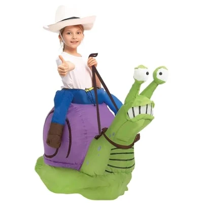 Afbeelding van Opblaasbaar slakkenkostuum voor kinderen, maat 90 tot 120 cm, van zeer duurzaam polyester, aangenaam om te dragen, inclusief opblaassysteem, reuzendier, OriginalCup®