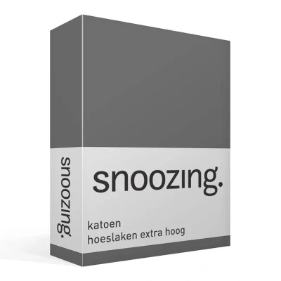 Afbeelding van Snoozing Katoen Extra Hoog Hoeslaken Tweepersoons 140x220 cm Antraciet