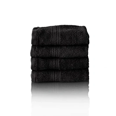 Afbeelding van Glart Premium badstoffen handdoekenset, kleur: ZWART, 4 gastendoekjes van 30 x 50 cm