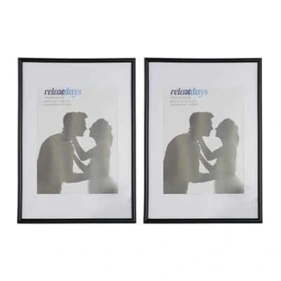 Afbeelding van Relaxdays fotolijst 20x30, set van 2 stuks, passe partout 15x20 cm, op tafel of aan muur, kleine wissellijst, zwart