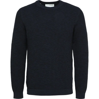 Afbeelding van Selected heren Vince grofgebreide pullover met ronde hals in de kleur Zwart, maat: S