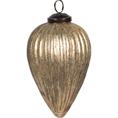 Afbeelding van Clayre &amp; Eef Kerstbal Ø 9x14 cm Goudkleurig Glas Kerstboomversiering