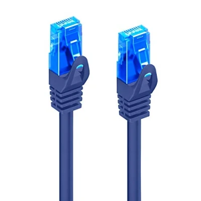 Afbeelding van Cat.5e U/UTP Ethernet patchkabel transmissie tot 1 Gigabit, 2 x RJ45 connectoren, PVC kabel, CCA, AWG 26/7. Ideaal voor glasvezeltransmissie met gigabit/LAN verbindingen, 0,5 m, blauw