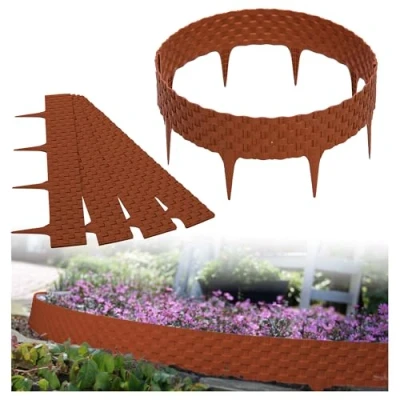 Afbeelding van GARDENIX 3,2 m Rotan Bed Rand Border Gazon Tuin Palisade Hek (Rood/Terracotta)