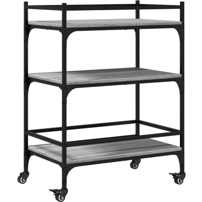 Afbeelding van vidaXL Keukentrolley 65x40x86,5 cm bewerkt hout grijs sonoma eiken