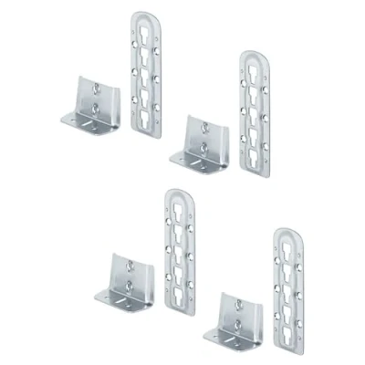 Afbeelding van Gedotec bedverbinder houten bedbevestiging bedbeugel voor ophangen blauw gegalvaniseerd staal in hoogte verstelbaar 4 set metalen ophangbevestiging lattenbodem middenbalk