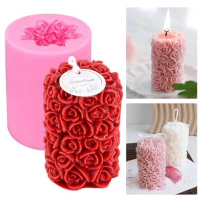 Afbeelding van Kaarsen siliconen vorm rozen kaarsvorm 3D bloemen gieten kaarsvormen gietvorm zeepvorm DIY kaarsgietvormen chocolade fondant cake