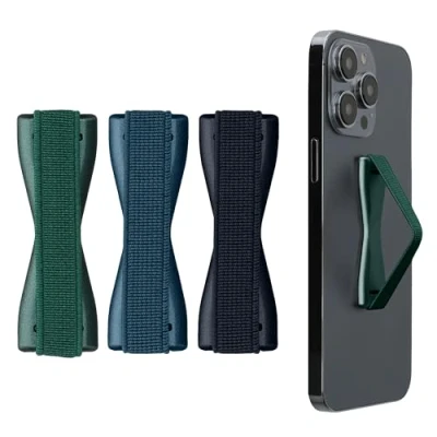 Afbeelding van kwmobile vingerhouder voor smartphone Vingergreep telefoon Zelfklevende finger holder Set van 3 In Metallic zodiac blue / petrol carabisch blauw