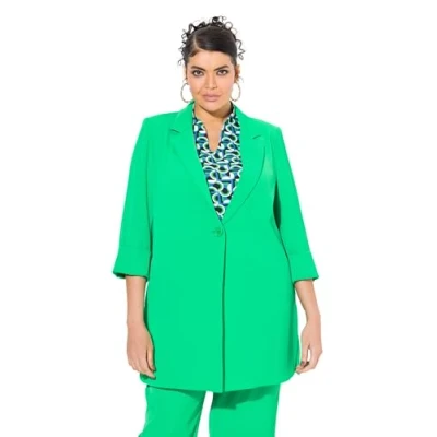 Afbeelding van Ulla Popken 3/4 Sleeve Blazer, Dames, Maat: 50/52, Natural green