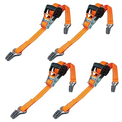 Afbeelding van PETEX 4 x automatische ratelspanband, zelfoprollend, 1 delig, 5 m 35 mm, 1.000/2.000 daN, oranje, dubbele veiligheidshaak