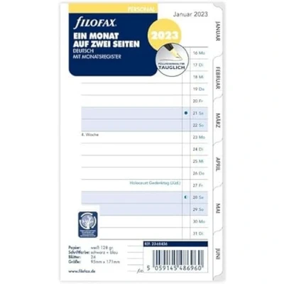 Afbeelding van Filofax Personeel 1Mo./2S. tabbed (Duits) 2023