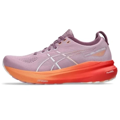 Afbeelding van Asics Gelkayano 31 Hardloopschoenen voor op de weg, Dames, Maat: 35.5, Lilac/orange Textiel/ synthetisch