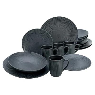 Afbeelding van CreaTable, 20537 Vesuvio serviesset, 16 delige combiservies van aardewerk, vaatwasser en magnetronbestendig, Made in Portugal
