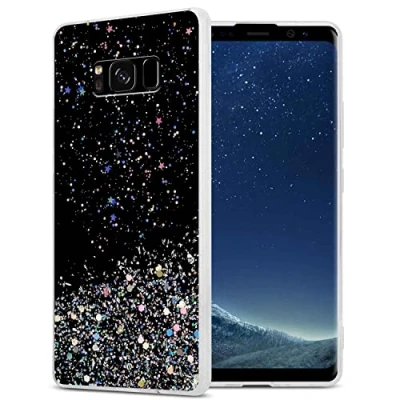 Afbeelding van Cadorabo Hoesje geschikt voor Samsung Galaxy S8 PLUS in Zwart met Glitter Beschermhoes van flexibel TPU silicone fonkelende glitters Case Cover Etui