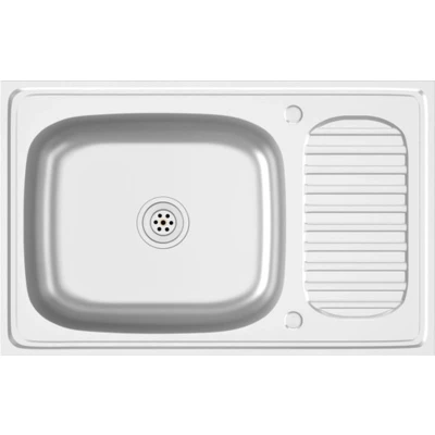 Afbeelding van Gootsteen met afvoerset 800x500x155 mm roestvrij staal zilver