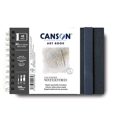 Afbeelding van CANSON Professional Book aquarelpapier fijne korrel 300 g/m² spiraalgebonden notitieboek A5 14 8 x 21 cm natuurlijk wit 20 vellen