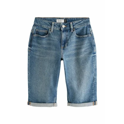Afbeelding van Next Hourglass KNEE Length Bermuda Jeansshort, Dames, Maat: 36, Mid blue