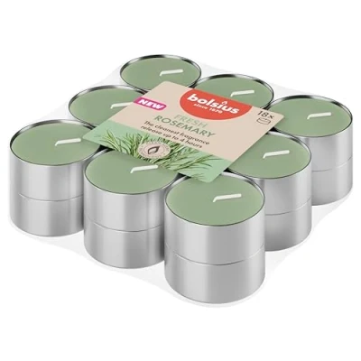 Afbeelding van Bolsius 8717847198563 rozemarijn, 18 geurende theelichtjes, brandduur van 4 uur, natuurlijke extracten, bevat veganistische was, zonder palmolie