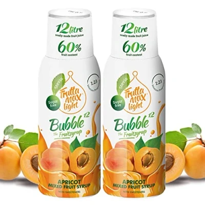 Afbeelding van 2 x Light Low Carb Fitness Siroop van FruttaMax Nul Suiker Met Stevia 50 60% fruitinhoud (2 500ml) Abrikoos Light)