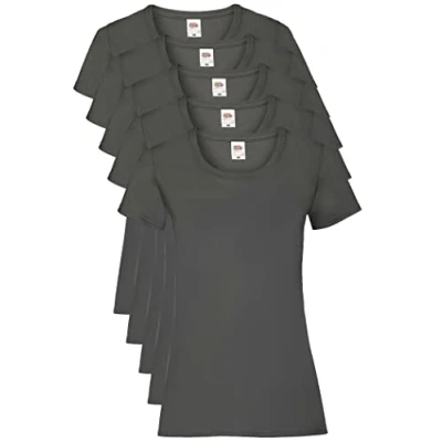 Afbeelding van Fruit of the Loom Dames Valueweight 5 T shirt, Grijs (Licht Grafiet Gl), 44