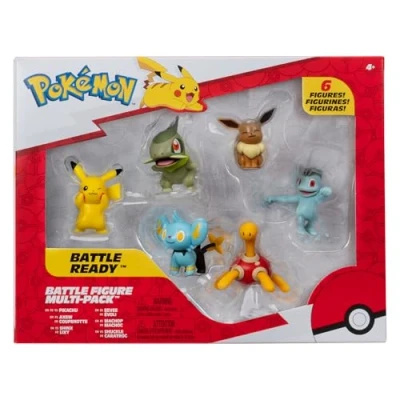 Afbeelding van Pokémon PKW3614 Battle Figure Multipack 6 stuks met Pikachu, pottrott, Milza, Sheinux, Evoli &amp; Machollo, officiële figuren, elk 5 cm