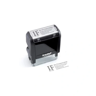 Afbeelding van Trodat Bedrijfsstempel met logo en tekst Printy 4912 gepersonaliseerde stempel inclusief afbeelding naar wens, zelfkleurend, afdruk 47 x 18 mm