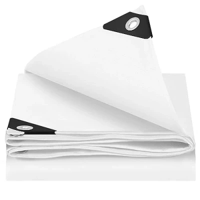 Afbeelding van WOLTU Waterdicht afdekzeil voor buiten, ingestanste oogjes, PE 140 gr./m², afdekking zwembad, auto, tuinmeubelen, regenbestendig en winddicht, 2 x m, wit