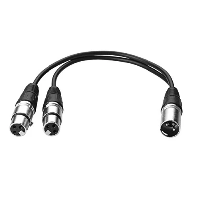Afbeelding van S SIENOC 30cm microfoonstekkerkabel 3pin XLR mannelijk naar dubbel 2 vrouwelijk plug Y splitterkabel adapter (XLR (M) (F) x 2, zilver)
