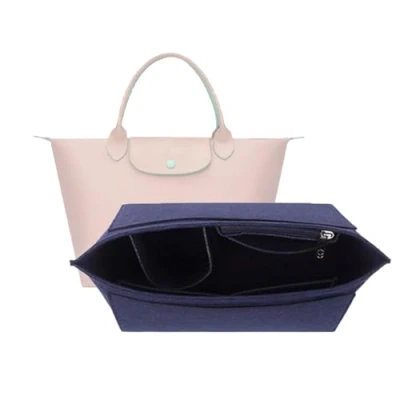 Afbeelding van D.DUO Handtasorganizer, met meedere vakken, vilt, opvouwbaar, inzetstuk voor portemonnee, Longchamp (Large, donkerblauw)