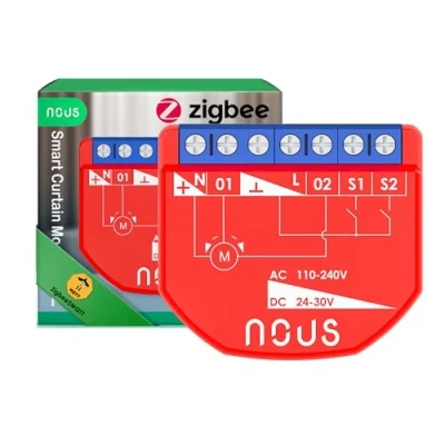 Afbeelding van NOUS ZigBee Smart Curtain Module, AC 16A/DC 10A, Droge Contacten, Vereist 3.0 Hub, Compatibel met Alexa, Zigbee2MQTT, Google Assistant, Home Tuya