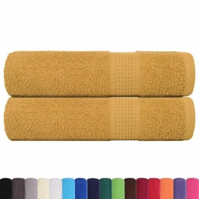 Afbeelding van vidaXL Douchehanddoeken 2 st 70x140cm 360 g/m² 100% katoen goudkleurig