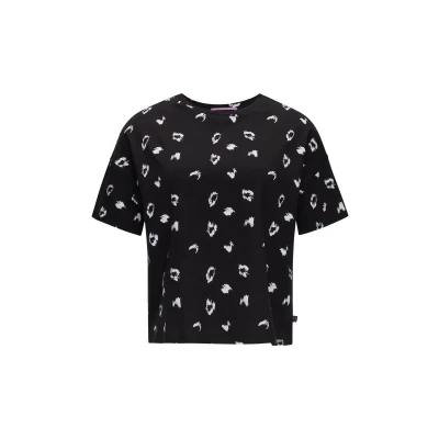 Afbeelding van QS Gemustertes Tshirt print, Dames, Maat: XS, Schwarz