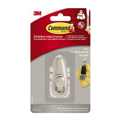 Afbeelding van 3M Command Small metalen haak „klassiek (l x b h) 67 25 mm Nikkel (geborsteld) Inhoud: 1 stuk(s)