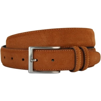 Afbeelding van Luxe suéde riem Cognac Suede heren Taillemaat 105 Pak Pantalon