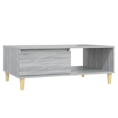 Afbeelding van vidaXL Salontafel 90x60x35 cm bewerkt hout grijs sonoma eikenkleurig, woonkamertafel, middentafel, accenttafel, banktafel, bijzettafel, tafel