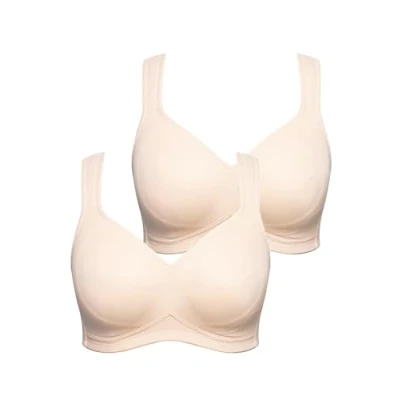 Afbeelding van Ulla Popken Grosse GRÖSSEN 2ER PACK, OHNE BÜGEL, Vorgeformte CUPS Tshirt BH, Dames, Maat: 85B, Beige