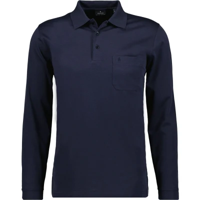 Afbeelding van RAGMAN Regular Fit Poloshirt lange mouw marine, Effen