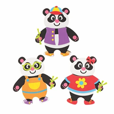 Afbeelding van Baker Ross FE354 Panda Mix &amp; Match Magnetenset Pak van 8, Magneten voor Kinderen, Koelkastmagneet Maak je Eigen Knutselpakket.