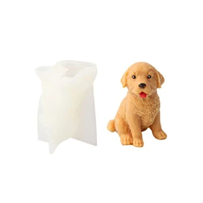 Afbeelding van Xidmold 3D hond siliconen vorm kaarsvorm zeepvorm vormen dier bakvorm voor taartdecoratie, chocolade, zeep, sojawas kaarsen, handwerk (hond D)