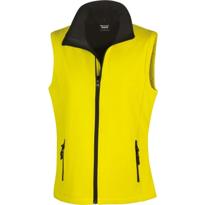 Afbeelding van Result Core Ladies Printable Softshell Bodywarmer R232F Yellow / Black