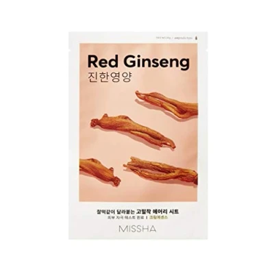 Afbeelding van MISSHA Red Ginseng Sheet Mask Anti aging, bliksemig, hydraterend, regenererend doekmasker Koreaanse cosmetica kbeauty set 4 stuks