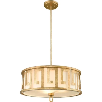 Afbeelding van Gilded Nola LED Pendelarmatuur Lemuria 3X E27 Max 60W Dimbaar Distressed Gold, Ivory Shade