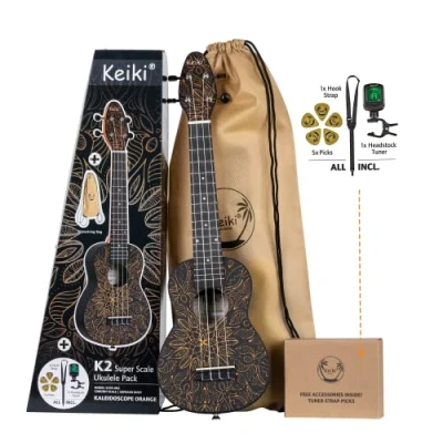 Afbeelding van Ortega Keiki K2SS OKC Soprano Size Ukulele Orange Kaleidoscope sopraan ukelele set