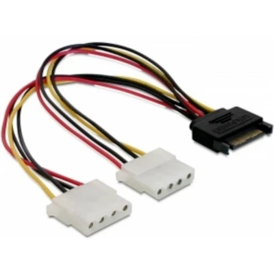 Afbeelding van Delock 65159 Kabel Voeding SATA 15 polig naar 2 x 4 Molex female 20cm
