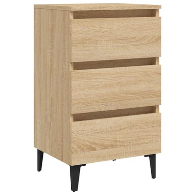 Afbeelding van vidaXL Nachtkastje met metalen poten 40x35x69 cm sonoma eikenkleurig