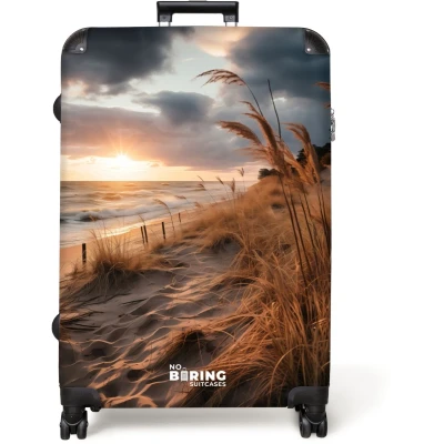 Afbeelding van NoBoringSuitcases.com® Koffer groot Reiskoffer lichtgewicht Strand bij zonsondergang Rolkoffer met 4 wielen Grote trolley XL 98 liter bagage