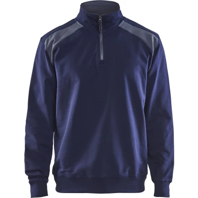 Afbeelding van Blaklader Sweatshirt bi colour met halve rits 3353 1158 Zwart/Medium grijs XS