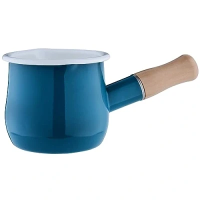 Afbeelding van GRÄWE Melkpan, 450 ml, petrol, geschikt voor inductie, sauspan, boterpan, mokkakan, steelpan, mini pan met schenktuit, houten handvat