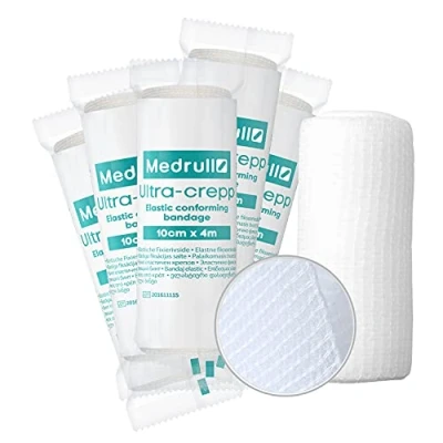 Afbeelding van Medrull 15 stuks 10 cm x 4 m gaasbindenset fixeerverbanden groot verbandmateriaal ultra crep